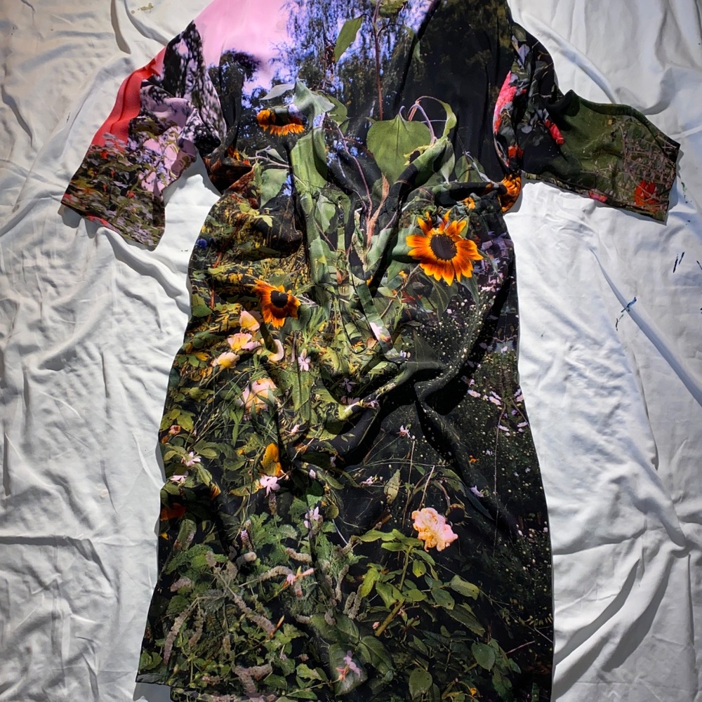 Anntian 100% silk Simple Dress Peggy Sunflowers